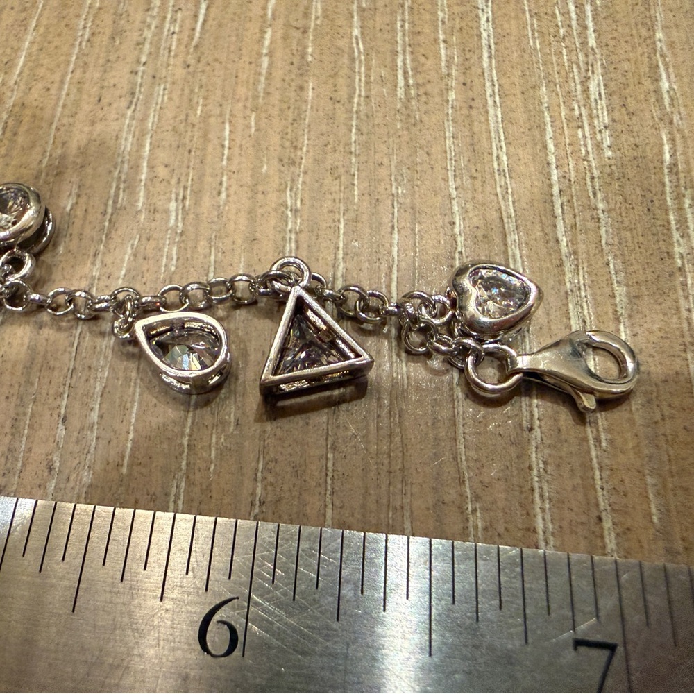 Sterling Silver CZ Charm Bracelet for small wrist - Picture 5 of 10